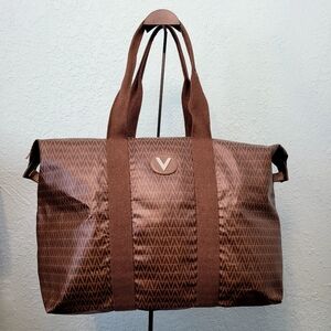 Mario Valentino | Shoulder Bag XL Vintage Logo Print Brown Coated Canvas